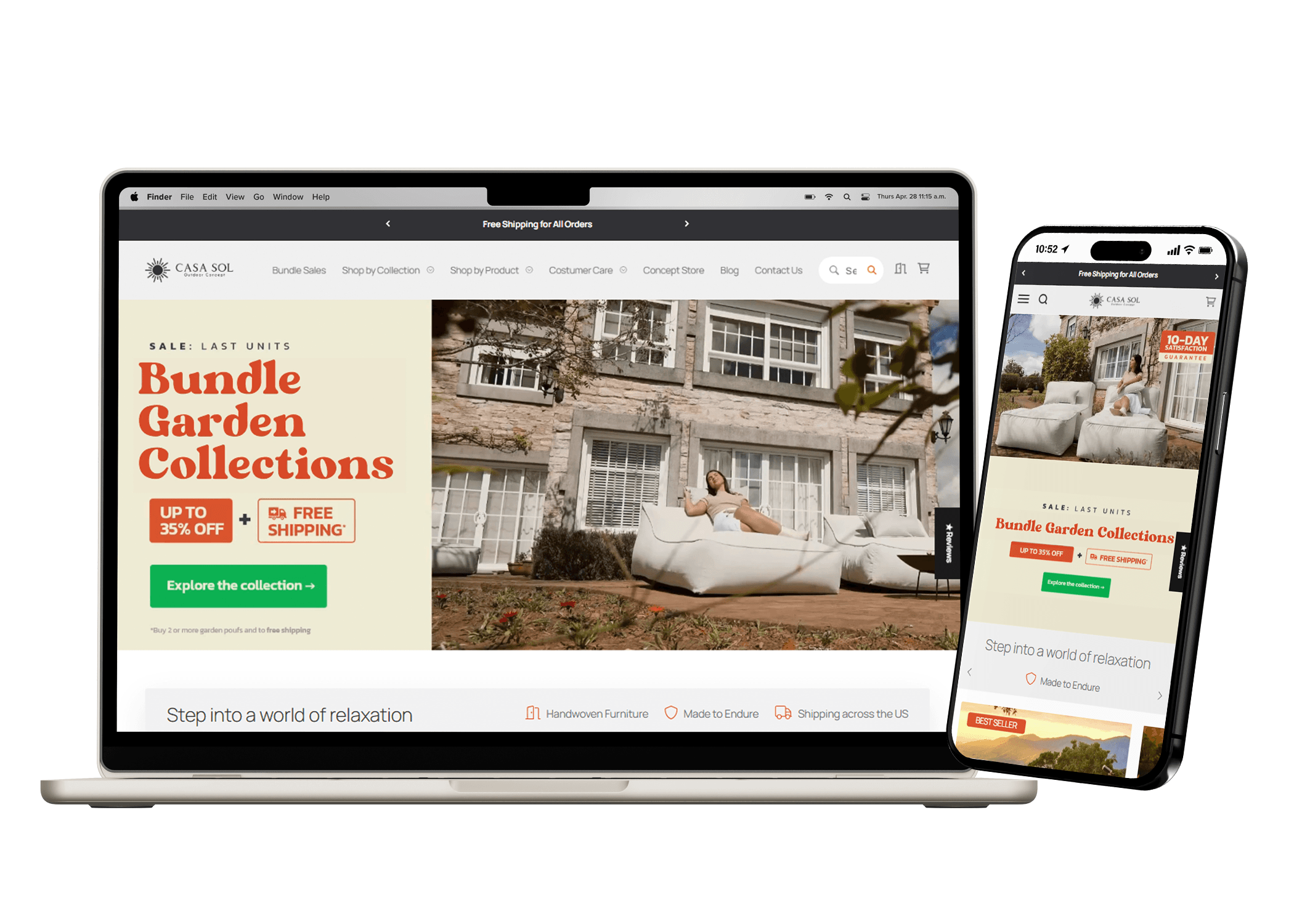 Interface da loja Casa Sol Outdoor
