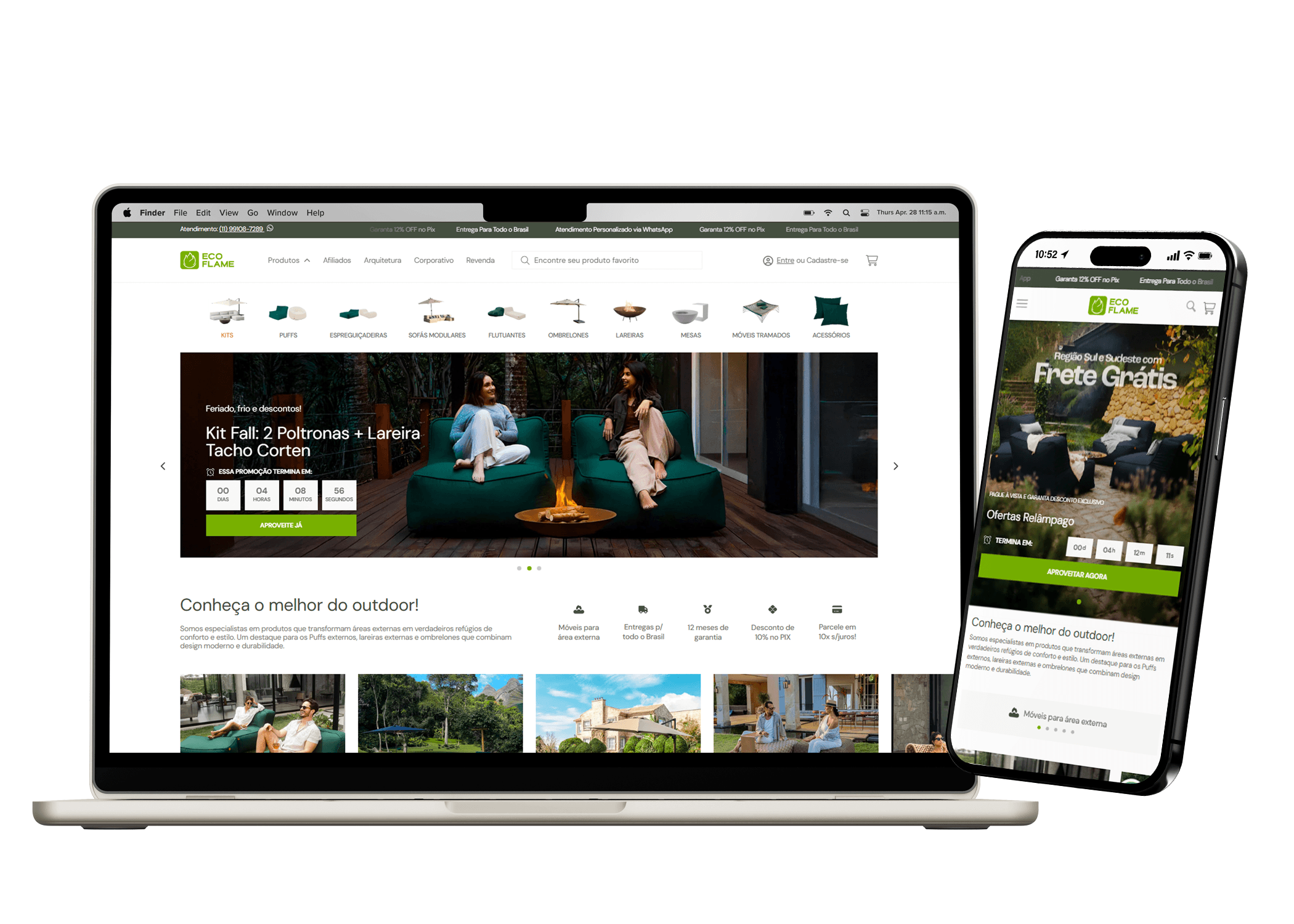 Interface da loja Eco Flame Garden